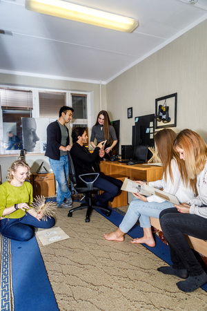 MINSK, BELARUS - 20 JANUARY, 2018: students in the dorm roomのeditorial素材