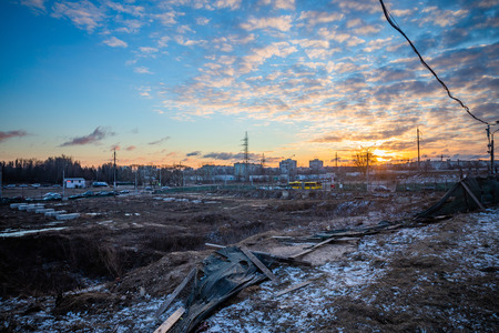 abandoned building site in the city centerの写真素材