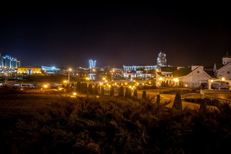 MINSK, BELARUS - 1 MARTH, 2019: Minsk city center at nightのeditorial素材