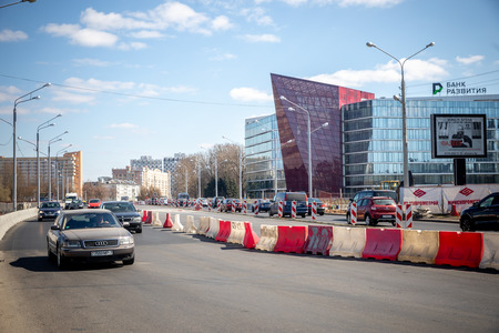 MINSK, BELARUS - 1 MARTH, 2019: Repair of bridge in the centre of the cityのeditorial素材