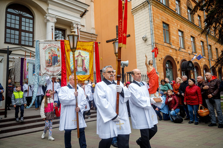 MINSK, BELARUS - 1 MARTH, 2019: Traditional Easter procession of the Catholic Churchのeditorial素材