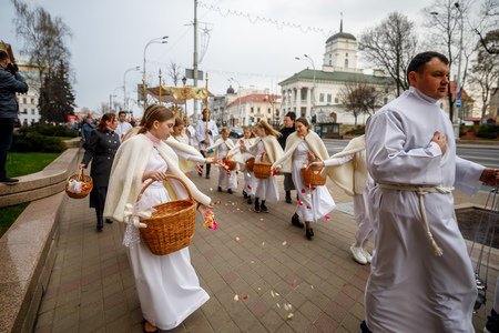 MINSK, BELARUS - 1 MARTH, 2019: Traditional Easter procession of the Catholic Church