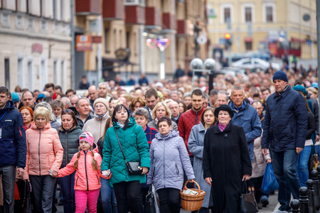 MINSK, BELARUS - 1 MARTH, 2019: Traditional Easter procession of the Catholic Church
