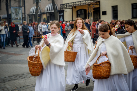 MINSK, BELARUS - 1 MARTH, 2019: Traditional Easter procession of the Catholic Church