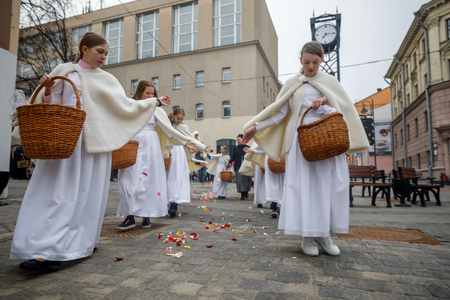 MINSK, BELARUS - 1 MARTH, 2019: Traditional Easter procession of the Catholic Churchのeditorial素材