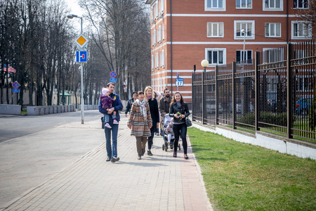 MINSK, BELARUS - 21 APRIL, 2019: Voting in the elections of the President of Ukraine at one of the polling stations in Minskのeditorial素材