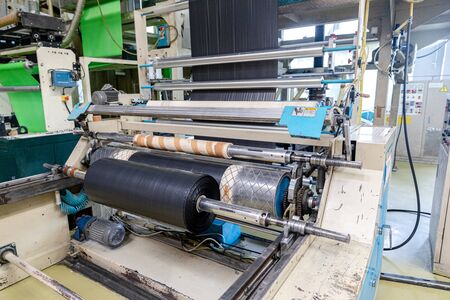 factory for the production of biodegradable eco-friendly shopping bagsのeditorial素材