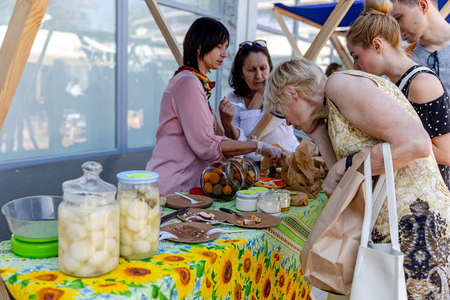MINSK, BELARUS - 1 JUNE, 2019: farm ecomarketのeditorial素材