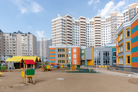 MINSK, BELARUS - 1 JUNE, 2019: construction of kindergartenのeditorial素材