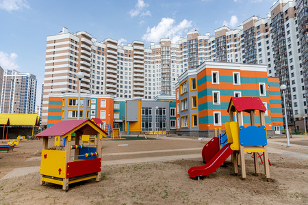 MINSK, BELARUS - 1 JUNE, 2019: construction of kindergartenのeditorial素材