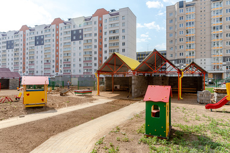 MINSK, BELARUS - 1 JUNE, 2019: construction of kindergartenのeditorial素材