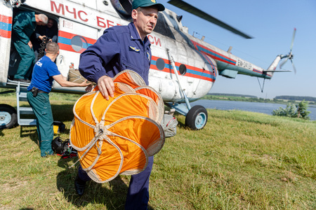 MINSK, BELARUS - 1 JUNE, 2019: rescue divers on combat mission