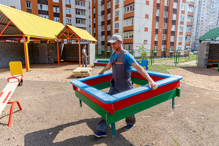 MINSK, BELARUS - 1 JUNE, 2019: construction of kindergartenのeditorial素材