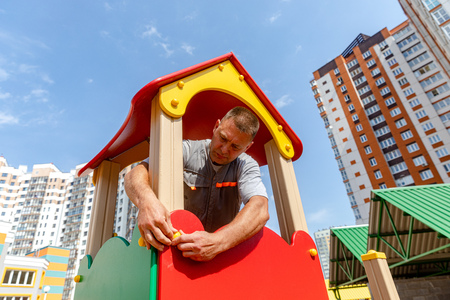 MINSK, BELARUS - 1 JUNE, 2019: construction of kindergartenのeditorial素材