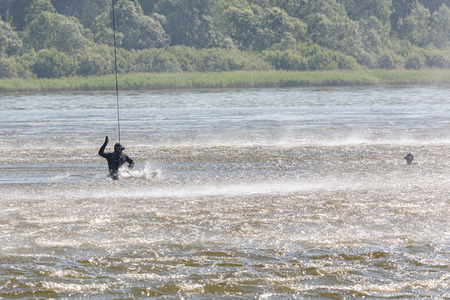 MINSK, BELARUS - 1 JUNE, 2019: rescue divers on combat missionのeditorial素材