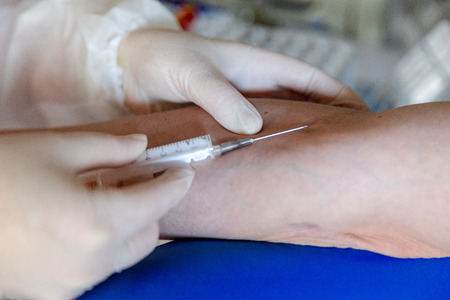 MINSK, BELARUS - 1 JUNE, 2019: drug addict is tested for HIVのeditorial素材