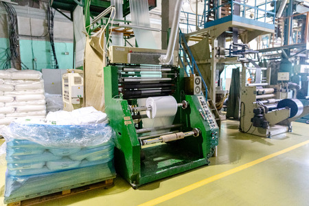 MINSK, BELARUS - 1 JUNE, 2019: factory for the production of biodegradable eco-friendly shopping bagsのeditorial素材