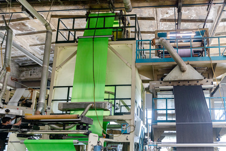 MINSK, BELARUS - 1 JUNE, 2019: factory for the production of biodegradable eco-friendly shopping bagsのeditorial素材