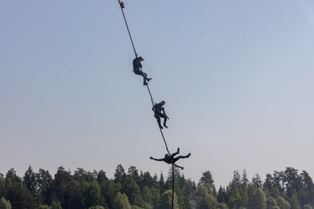 MINSK, BELARUS - 1 JUNE, 2019: rescue divers on combat missionのeditorial素材