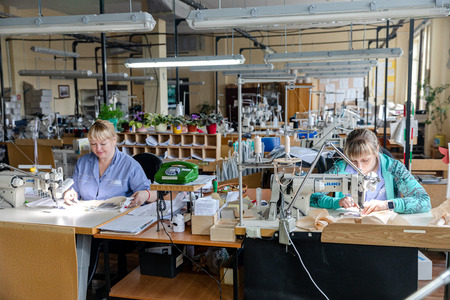 MINSK, BELARUS - 1 JUNE, 2019: sewing factoryのeditorial素材