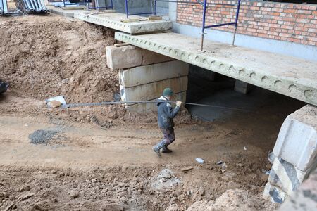 construction site of tennis courtsの写真素材