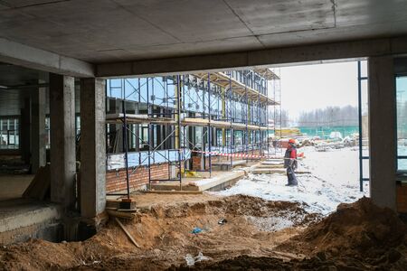 construction site of tennis courtsの写真素材