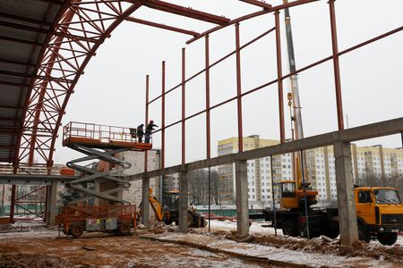 construction site of tennis courtsの写真素材