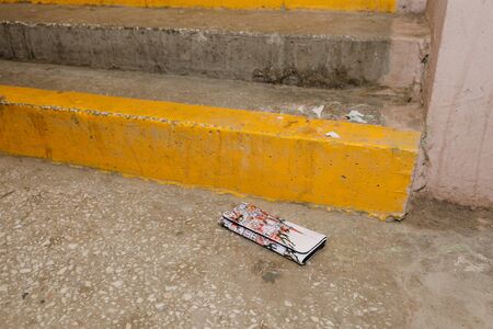 lost wallet is lying on the floorの写真素材