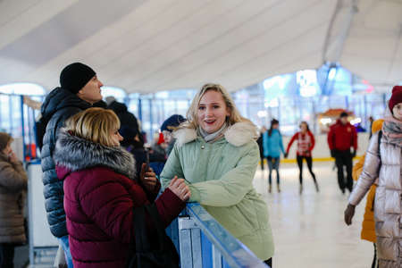 MINSK, BELARUS - February 25, 2020: people skate at the city rinkのeditorial素材