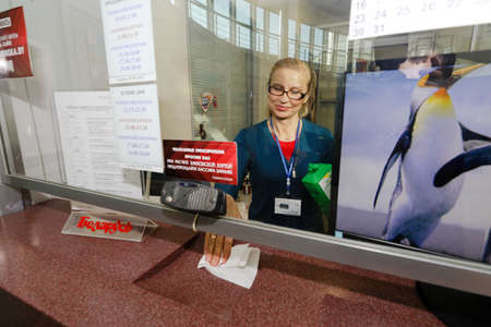 MINSK, BELARUS - February 25, 2020:  disinfection of the cinema from the coronavirusのeditorial素材