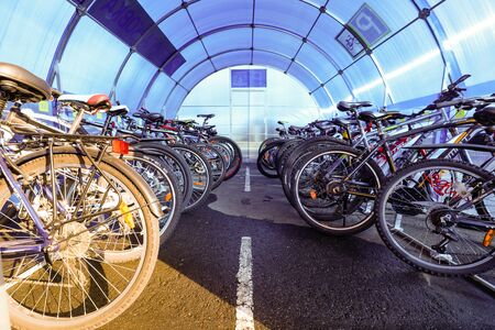 MINSK, BELARUS - 1 MARCH, 2020: bicycle storage garage, bike parkingの写真素材