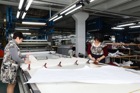 MINSK, BELARUS - 1 MARCH, 2020: coat and fur sewing factoryの写真素材