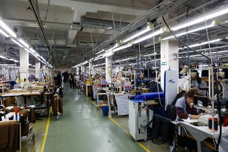MINSK, BELARUS - 1 MARCH, 2020: coat and fur sewing factoryの写真素材
