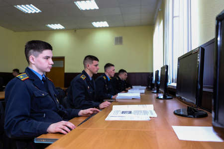 MINSK, BELARUS - 1 MARCH, 2020: cadets study at the police academyのeditorial素材