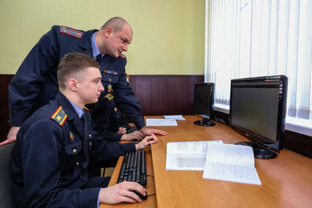 MINSK, BELARUS - 1 MARCH, 2020: cadets study at the police academyのeditorial素材