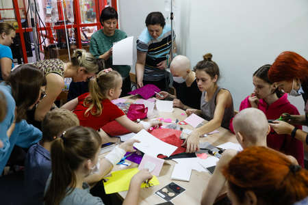MINSK, BELARUS - 1 MARCH, 2020: children with cancer study in hospiceのeditorial素材