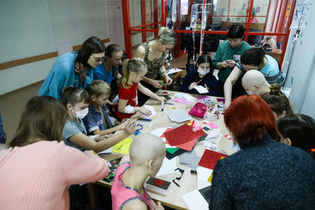 MINSK, BELARUS - 1 MARCH, 2020: children with cancer study in hospiceのeditorial素材