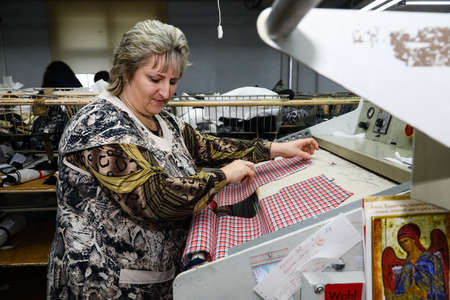 MINSK, BELARUS - 1 MARCH, 2020: coat and fur sewing factoryのeditorial素材