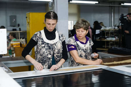 MINSK, BELARUS - 1 MARCH, 2020: coat and fur sewing factoryのeditorial素材