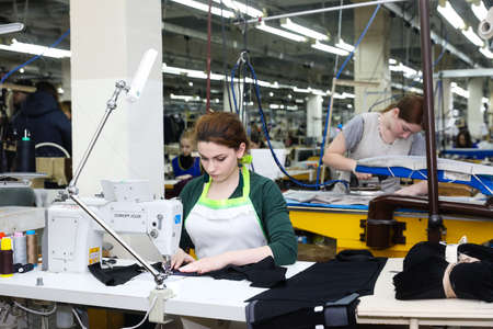 MINSK, BELARUS - 1 MARCH, 2020: coat and fur sewing factoryのeditorial素材