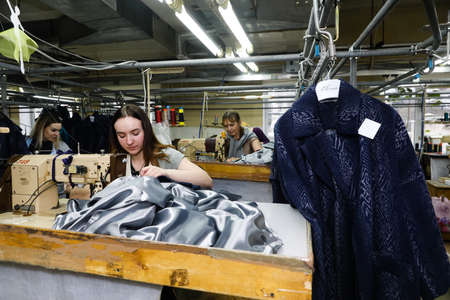 MINSK, BELARUS - 1 MARCH, 2020: coat and fur sewing factoryのeditorial素材