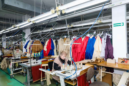 MINSK, BELARUS - 1 MARCH, 2020: coat and fur sewing factoryのeditorial素材
