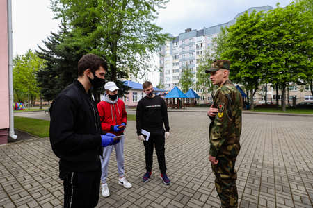 MINSK, BELARUS - 1 MARCH, 2020: draftees undergo a physical examination and go to serve in the army during the coronavirus pandemicのeditorial素材