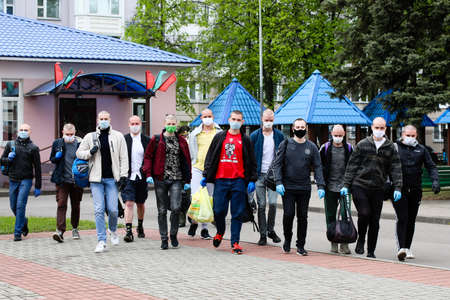 MINSK, BELARUS - 1 MARCH, 2020: draftees undergo a physical examination and go to serve in the army during the coronavirus pandemicのeditorial素材
