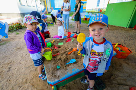 MINSK, BELARUS - 1 MARCH, 2020: little children in kindergartenのeditorial素材