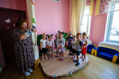 MINSK, BELARUS - 1 MARCH, 2020: little children in kindergartenのeditorial素材