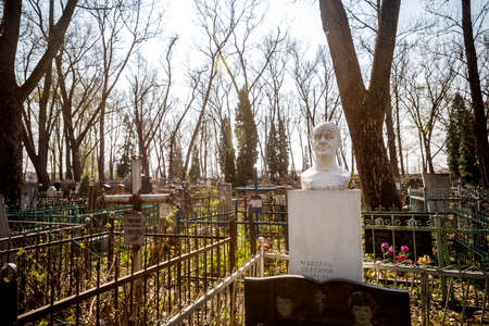 MINSK, BELARUS - 1 MAY, 2019: abandoned Orthodox cemetery in sunny spring weatherのeditorial素材