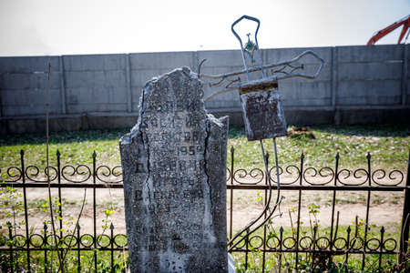 MINSK, BELARUS - 1 MAY, 2019: abandoned Orthodox cemetery in sunny spring weatherのeditorial素材