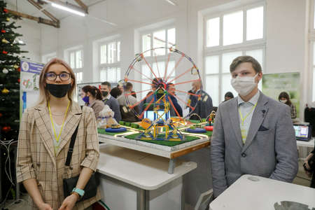 MINSK, BELARUS - 1 March, 2022: student exhibition of scientific inventionsのeditorial素材