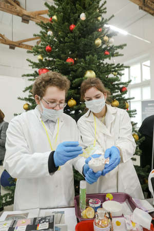 MINSK, BELARUS - 1 March, 2022: student exhibition of scientific inventionsのeditorial素材
